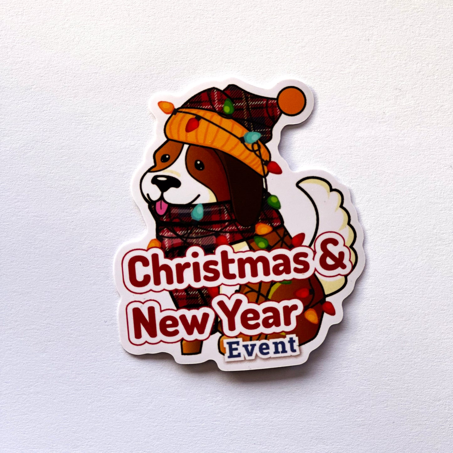 Christmas & New Year Sticker (With Caption)