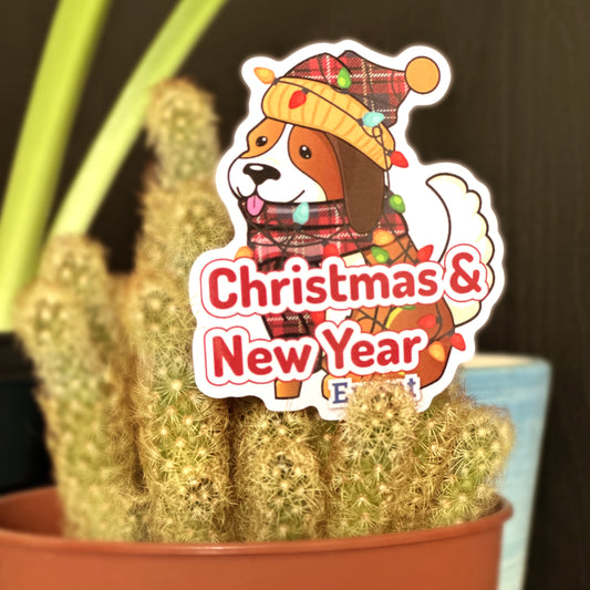 Christmas & New Year Sticker (With Caption)